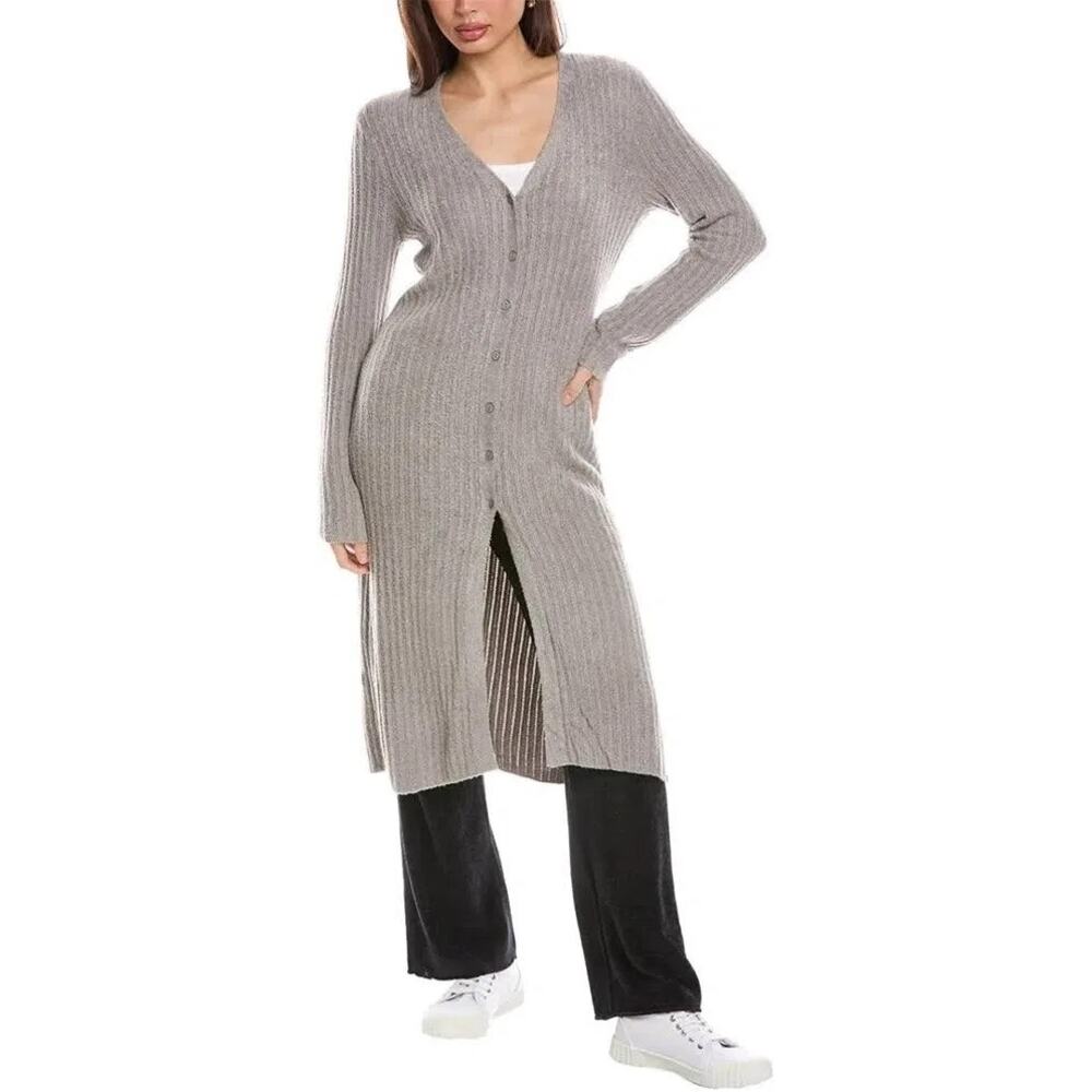 Barefoot Dreams Grey Pointelle Long Cardigan Duster cozychic lite NEW WOMENS XS